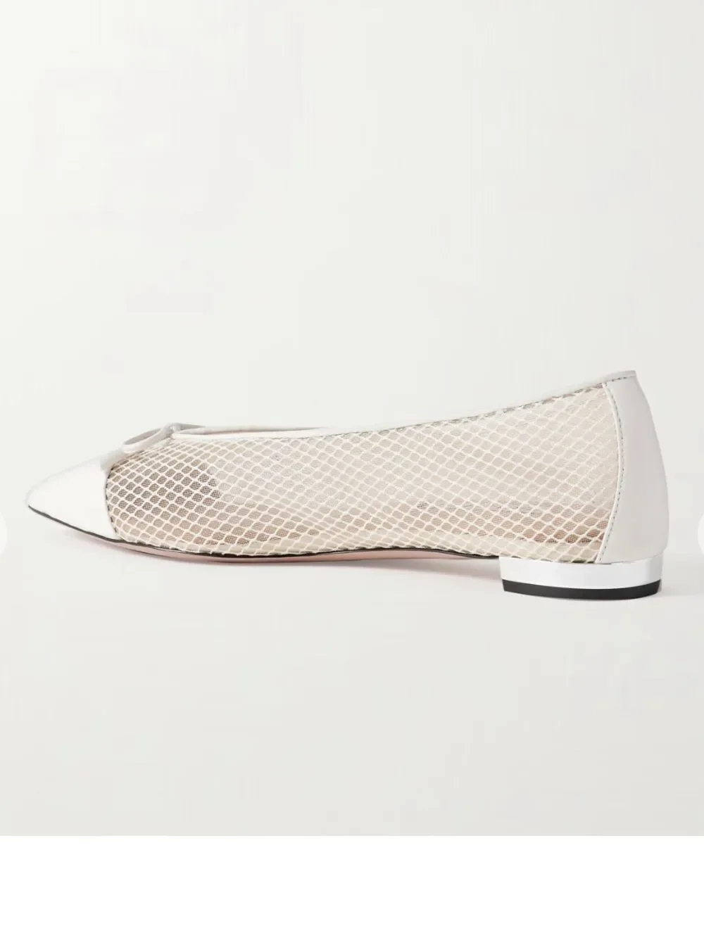 Aquazzura Gioia Mesh Net Cap-Toe Ballerina Flats